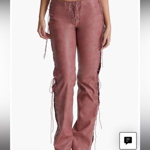 House of CB Drew Lace-Up Faux Leather Trousers- xs